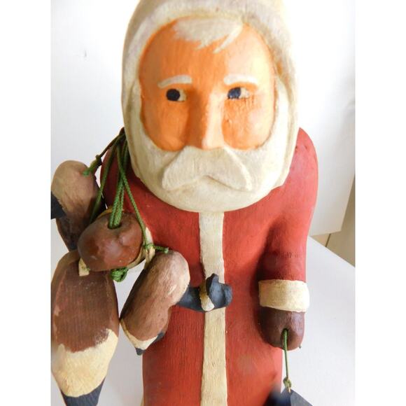 Vintage Vincent Giannetto III Woodland Santa Claus Geese Hand Carved - Picture 3 of 12